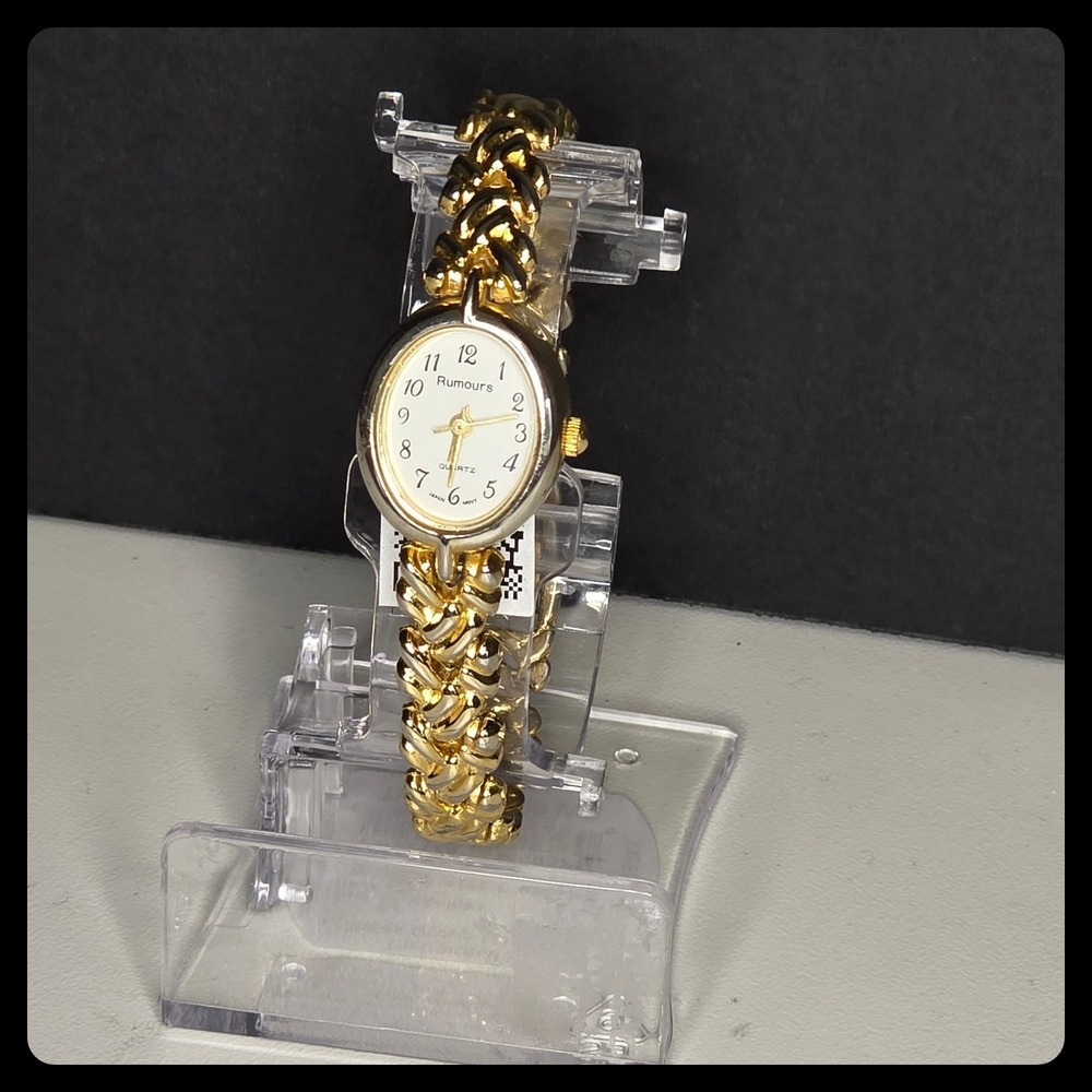 Rumours Watch Womens Gold Tone Oval Face Braided Link Bracelet Jewelry